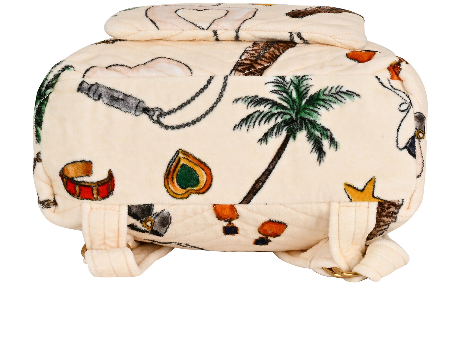 Summer-Print Quilted Terry Cloth Backpack, &pound;650, Handbags, Cream, Fabric, Top view